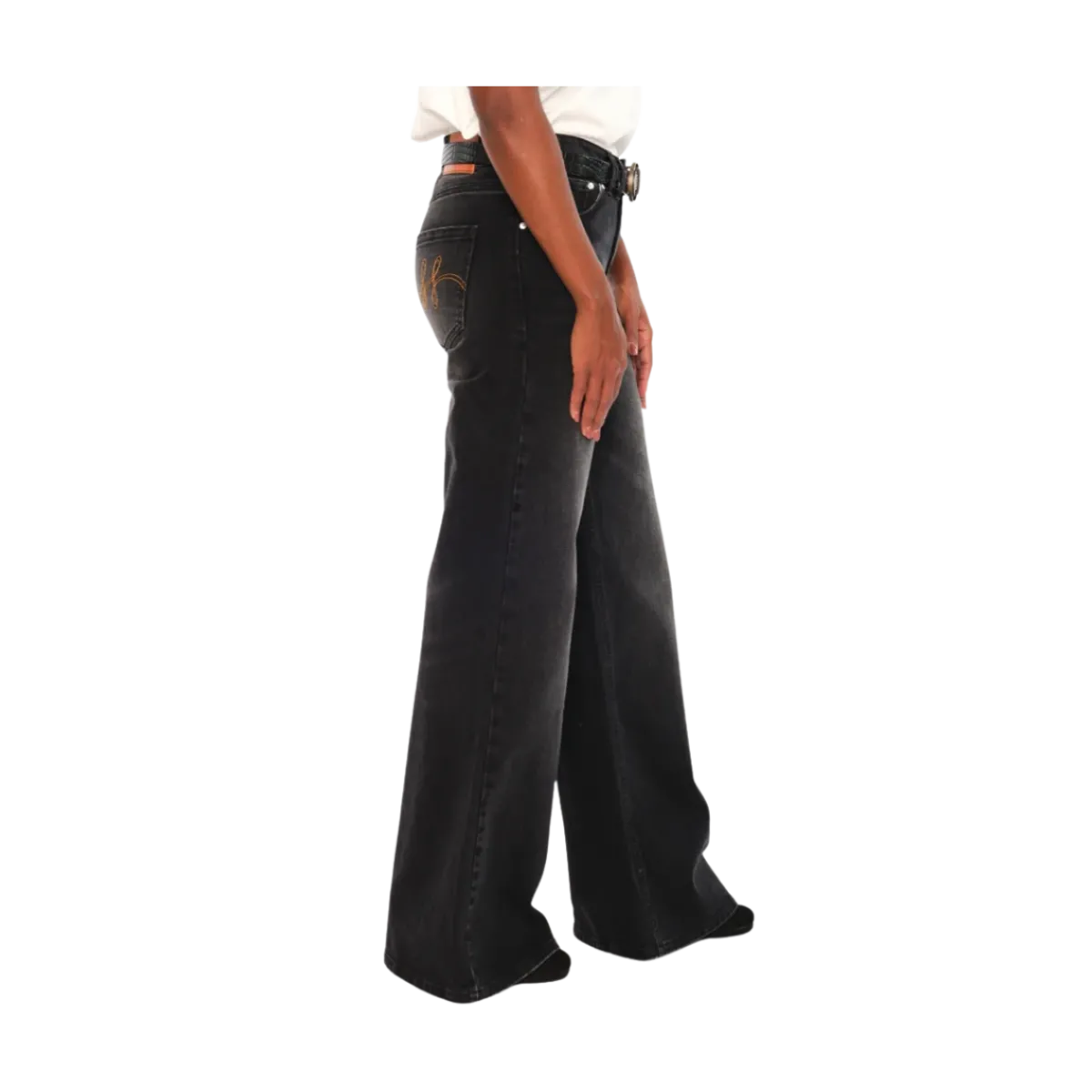 Sale Hést Irina Wide Leg - Medium Wash Black Denim