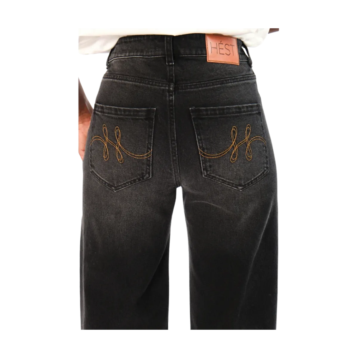 Sale Hést Irina Wide Leg - Medium Wash Black Denim