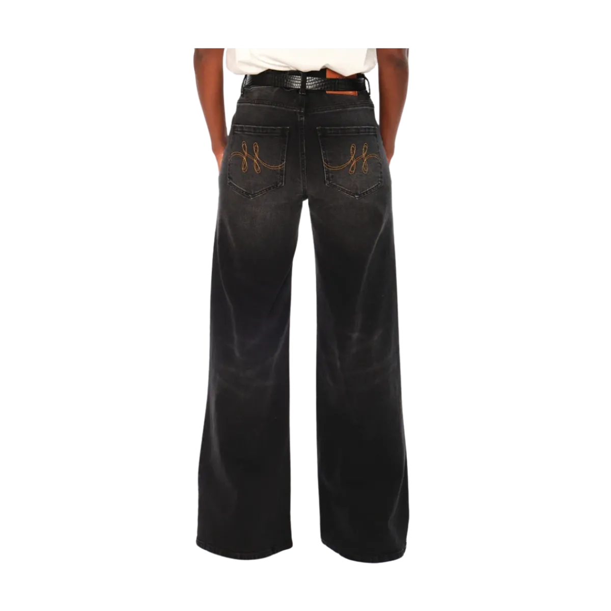 Sale Hést Irina Wide Leg - Medium Wash Black Denim