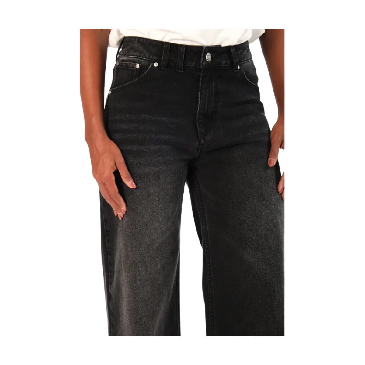 Sale Hést Irina Wide Leg - Medium Wash Black Denim