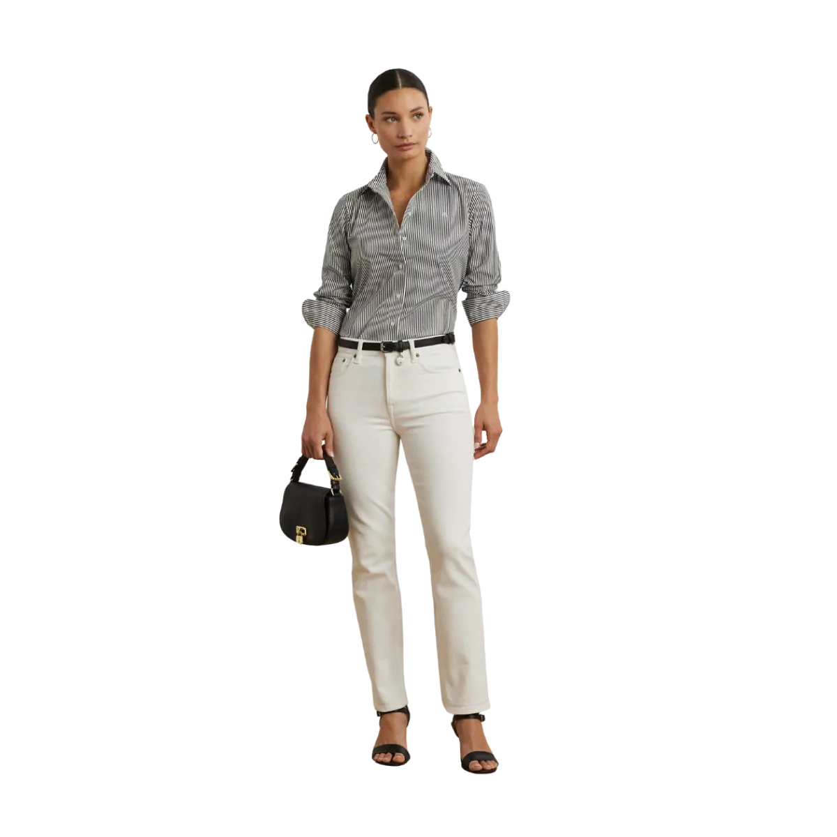 Hot Lauren Jaelko Button Front hirt - Black/White