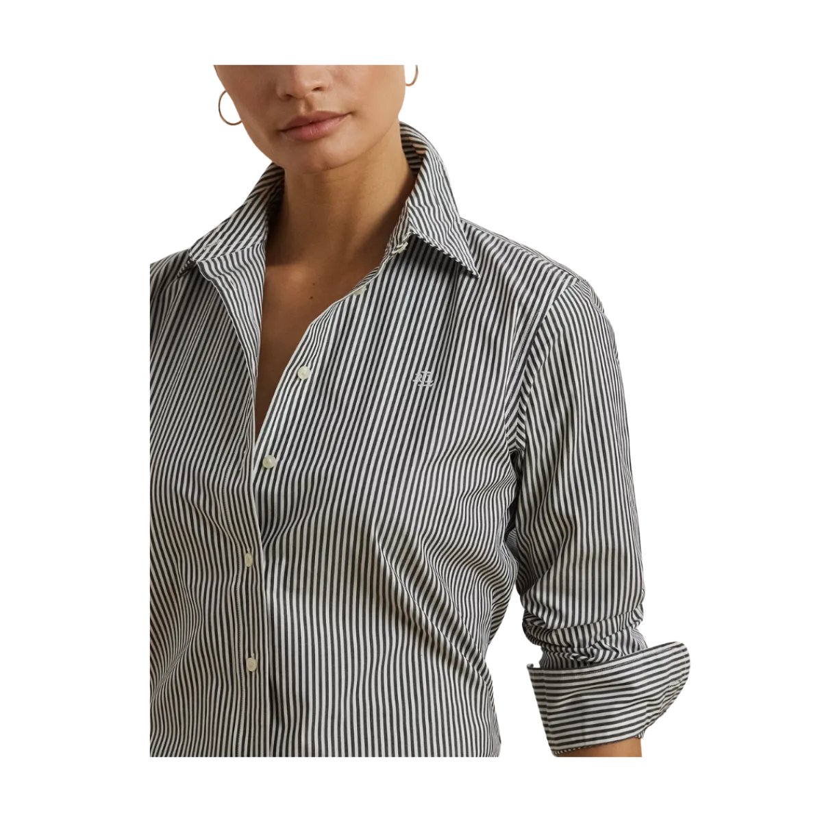 Hot Lauren Jaelko Button Front hirt - Black/White