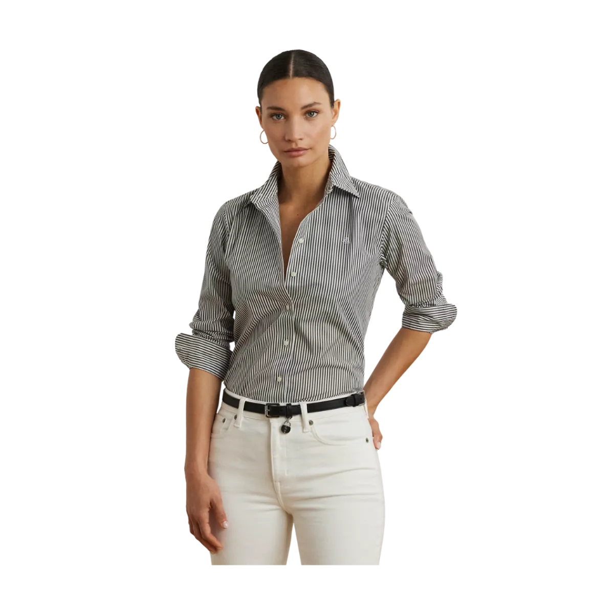 Hot Lauren Jaelko Button Front hirt - Black/White