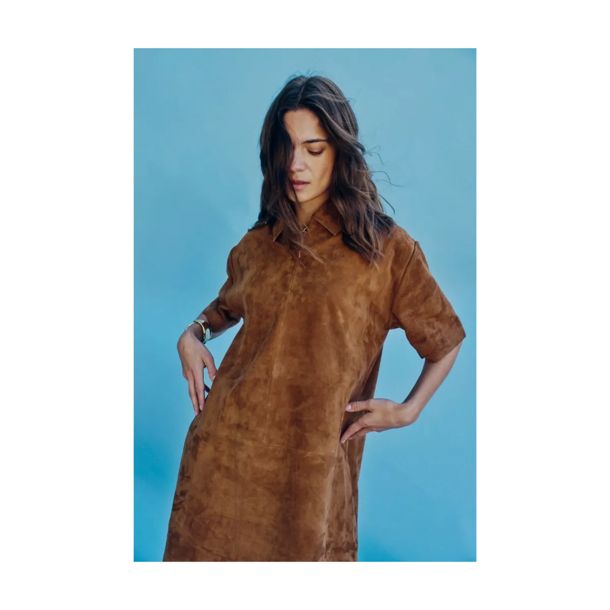 Outlet Norr Kamilla Suede Dress - COGNAC