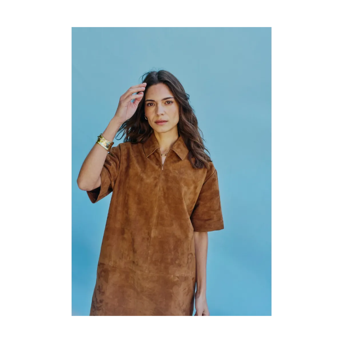 Outlet Norr Kamilla Suede Dress - COGNAC