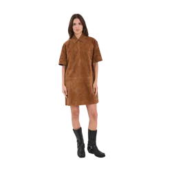 Outlet Norr Kamilla Suede Dress - COGNAC