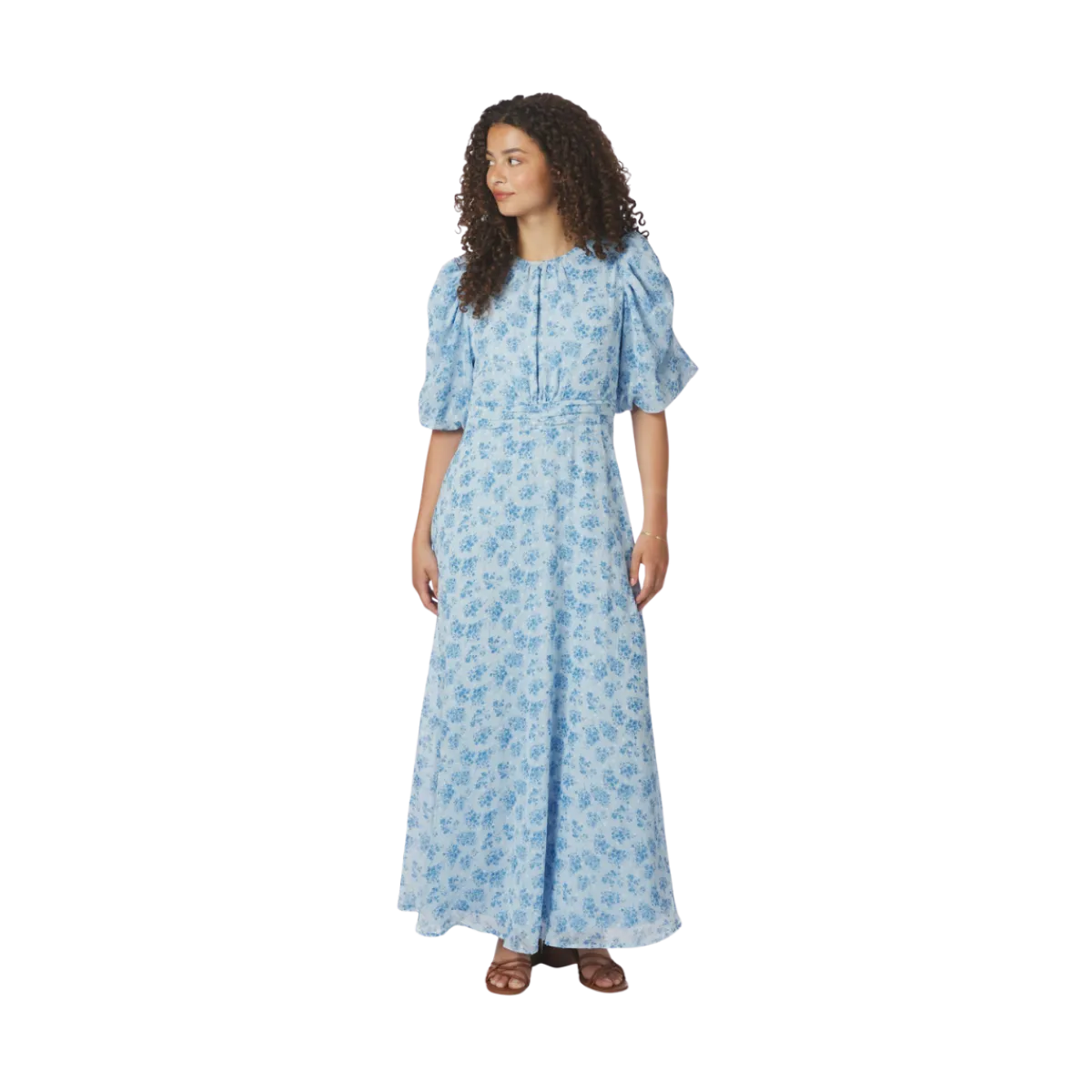 Clearance Neo Noir Kikka Chiffon Flower Dress - Light Blue