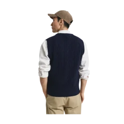 Clearance Gant Labwool Cable Vet - Evening Blue