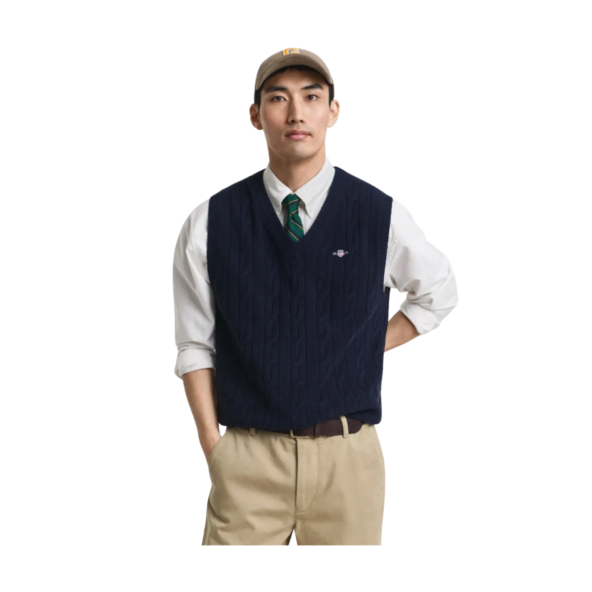 Clearance Gant Labwool Cable Vet - Evening Blue