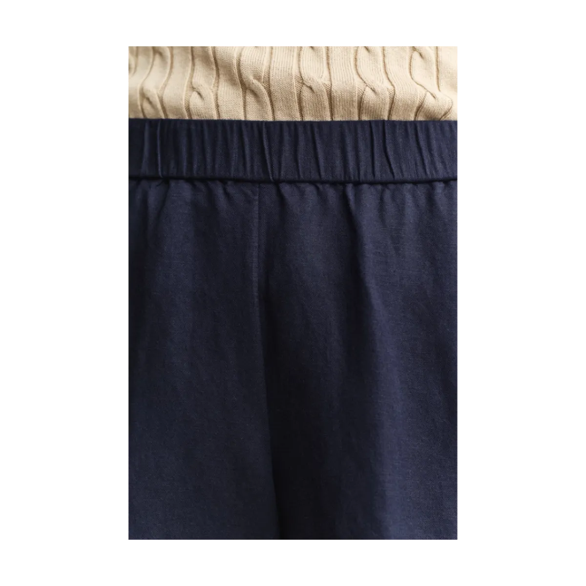 New Gant Linen Blend Pull On Shorts - 433 Evening Blue