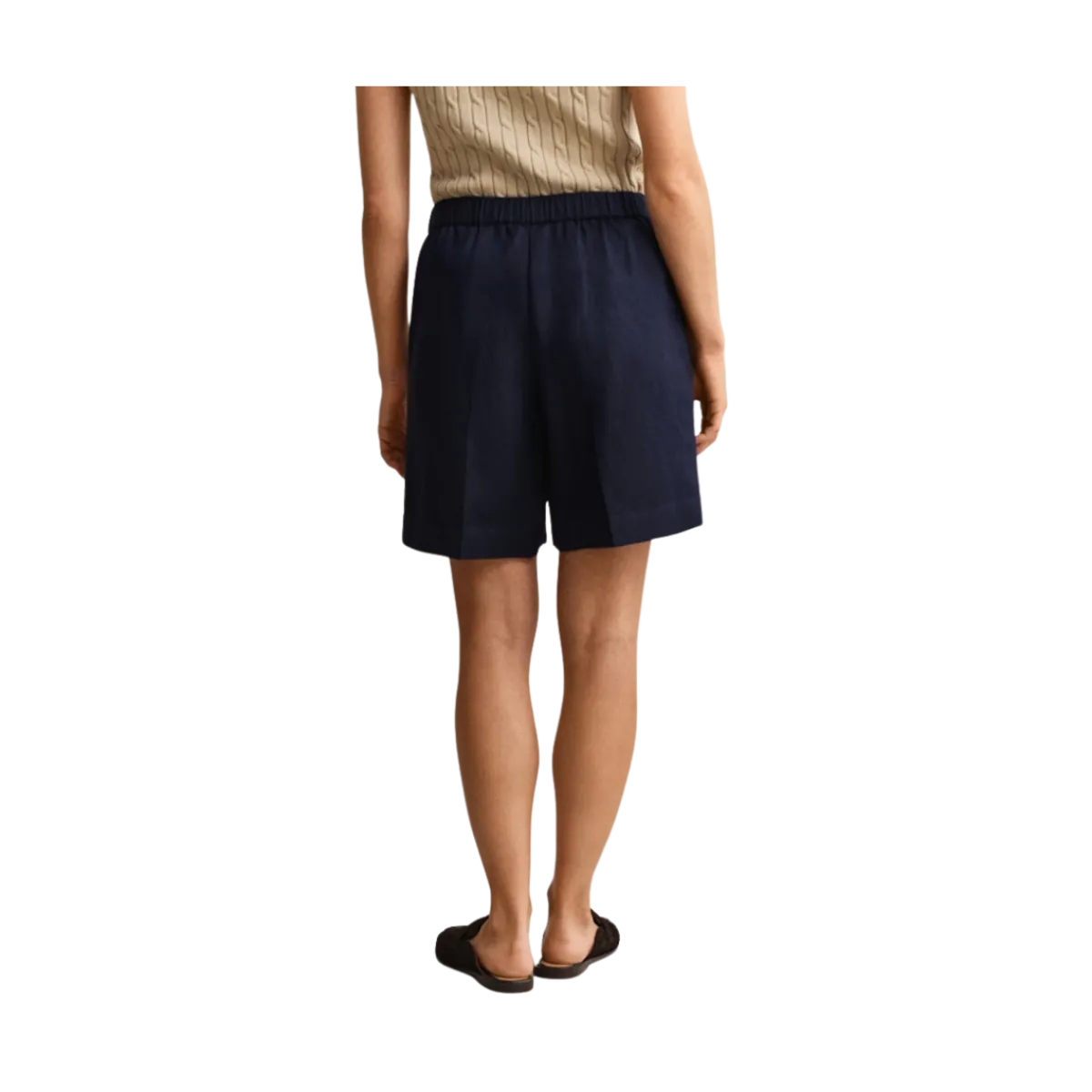 New Gant Linen Blend Pull On Shorts - 433 Evening Blue