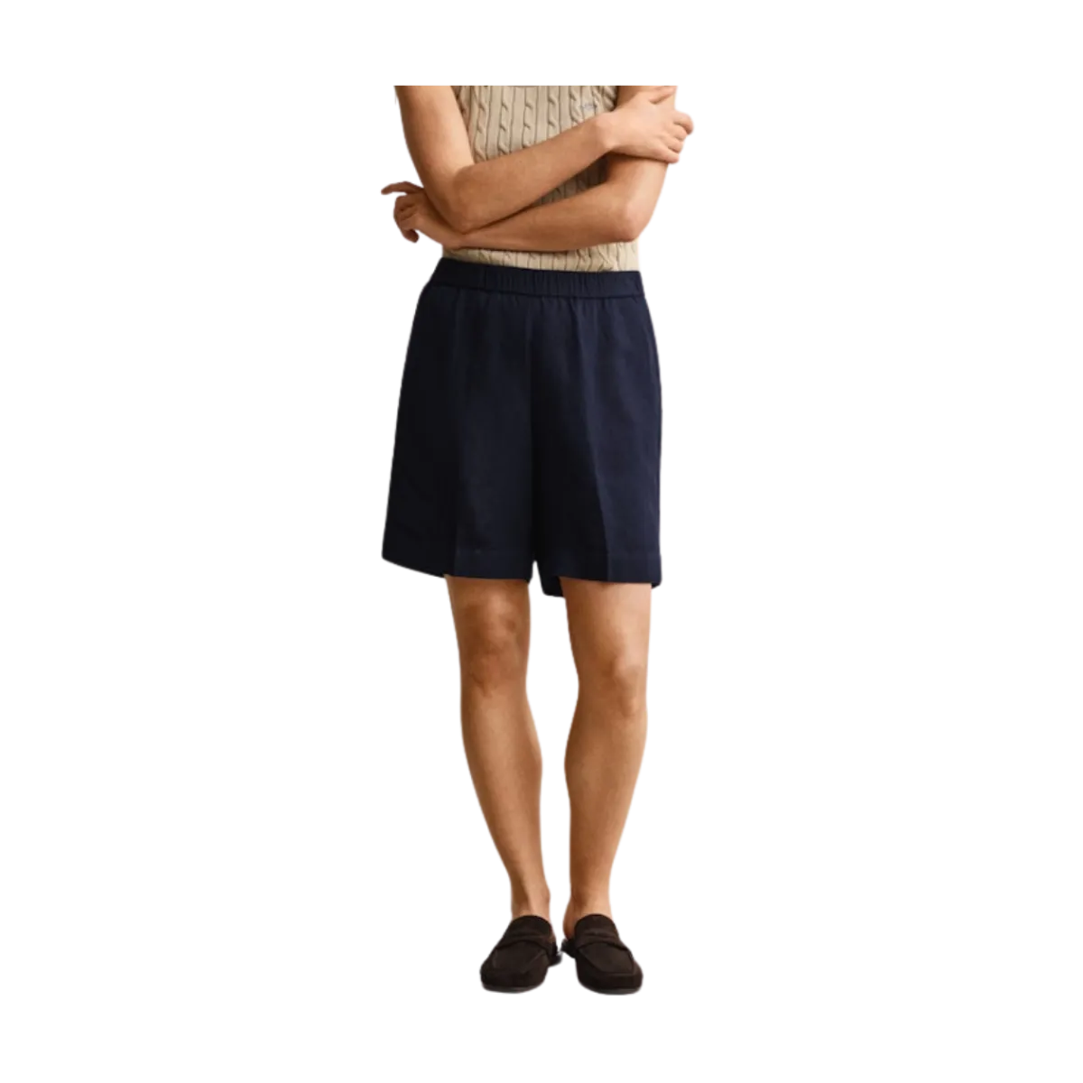 New Gant Linen Blend Pull On Shorts - 433 Evening Blue