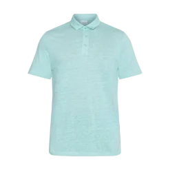 Outlet Knowledge Cotton Apparel Linen polo - Aqua Esque