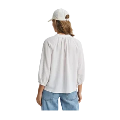 Discount Gant LINEN SS BLOUSE - White