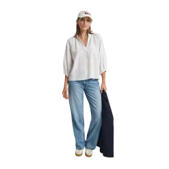 Discount Gant LINEN SS BLOUSE - White