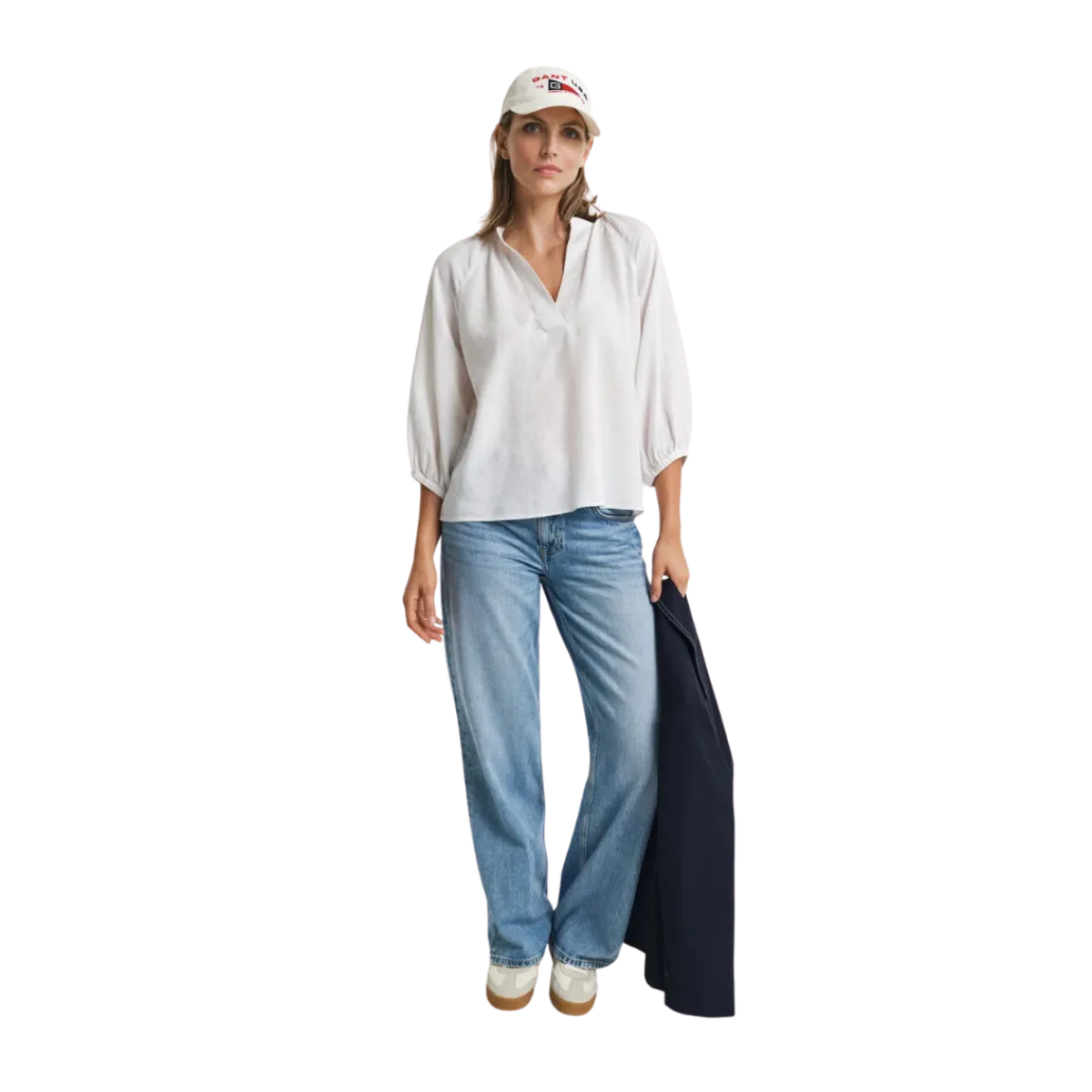 Discount Gant LINEN SS BLOUSE - White