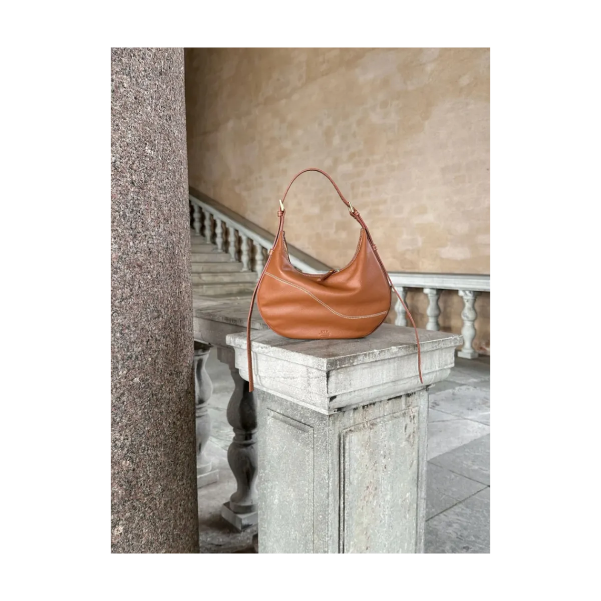 Online ATP Atelier Liveri Leather Small Hobo Bag - 1043 Brandy