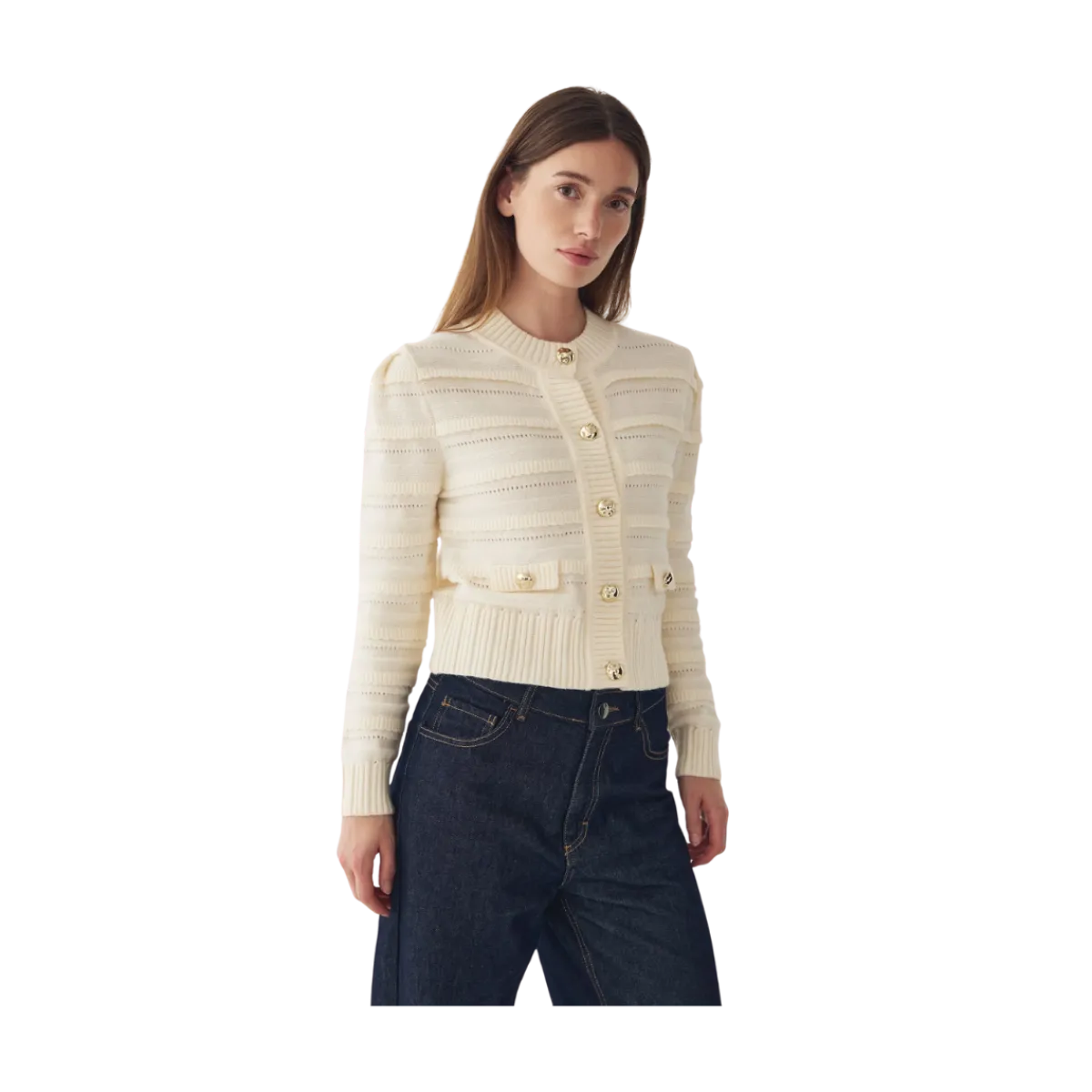 Hot Noella Maddion Knit Cardigan - Ivory