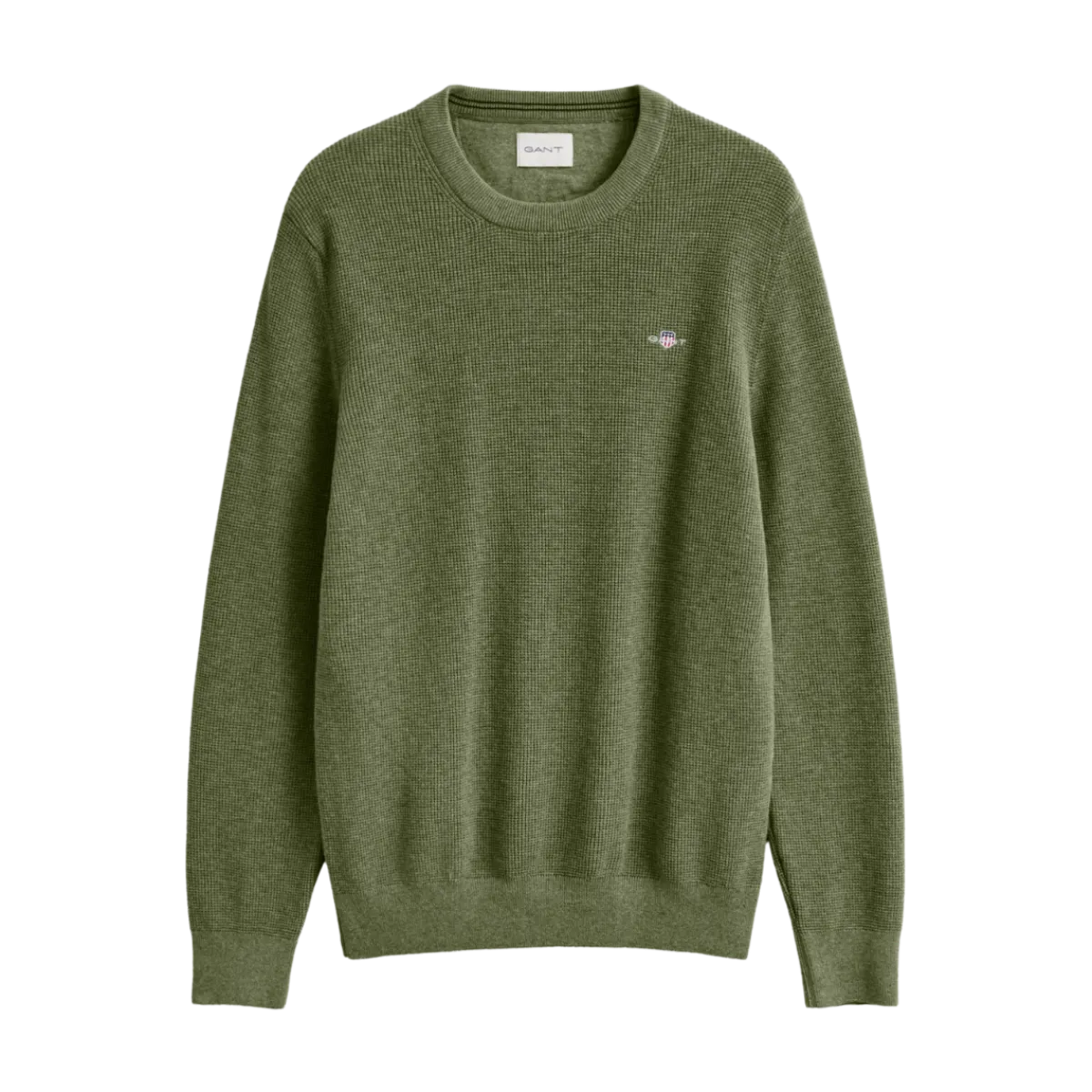 Hot Gant icro Textured Cotton C-Neck - Dry Herb Green