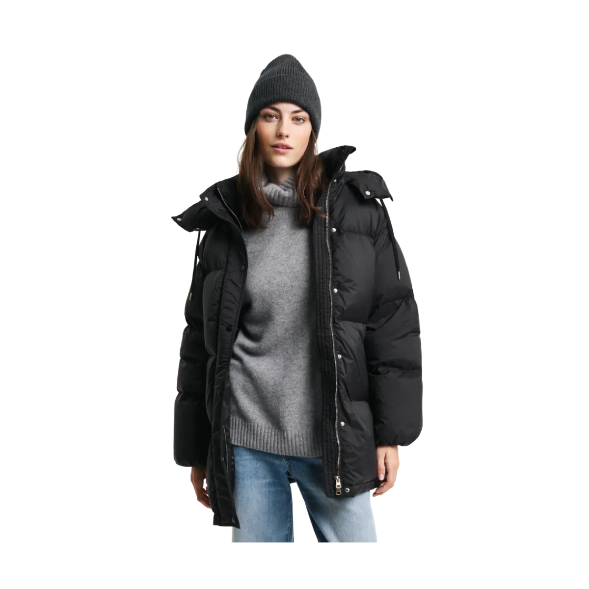 Discount Gant Mid Length Down Jacket - Black