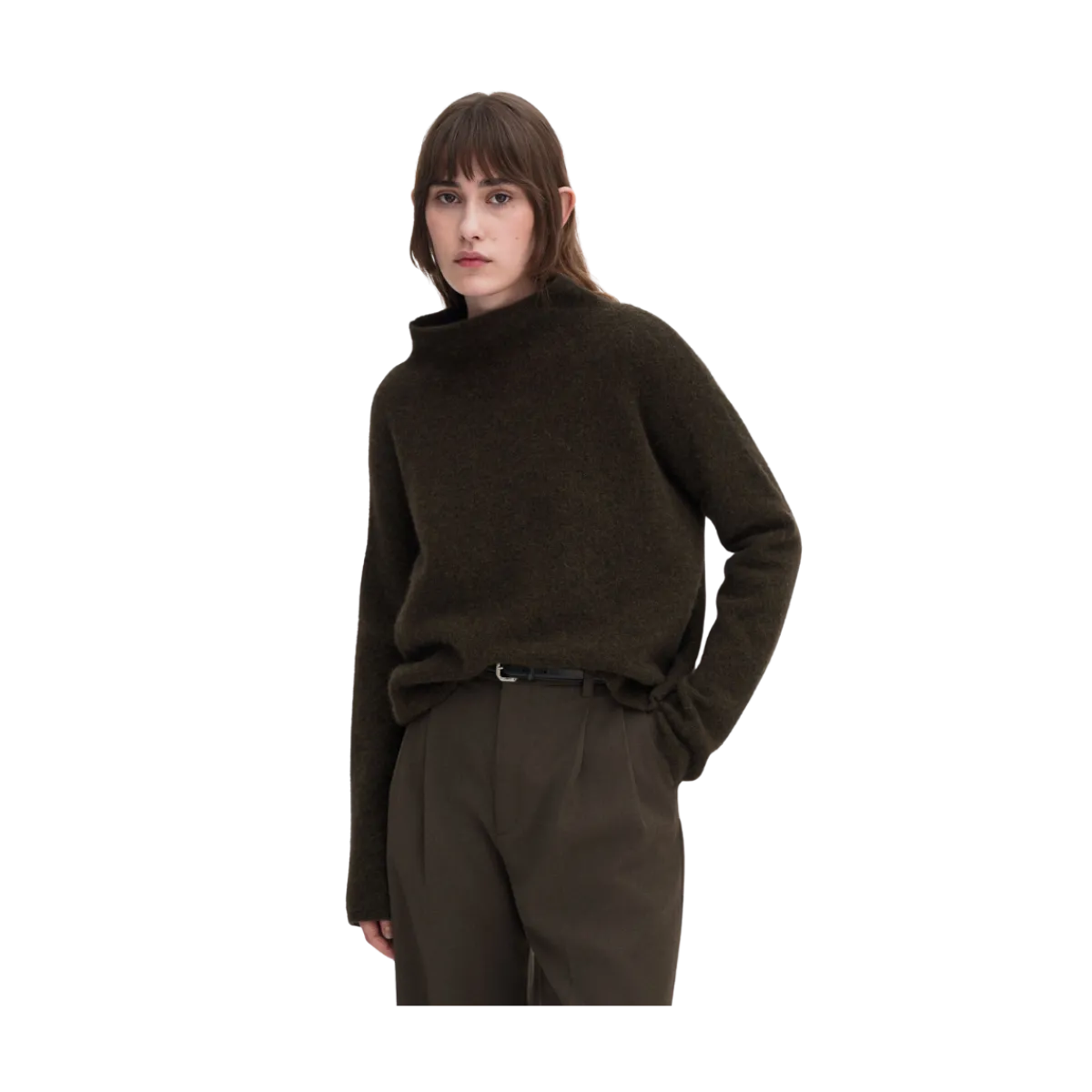 New Filippa K ika Yak Funneneck weater - Dark Khaki Green