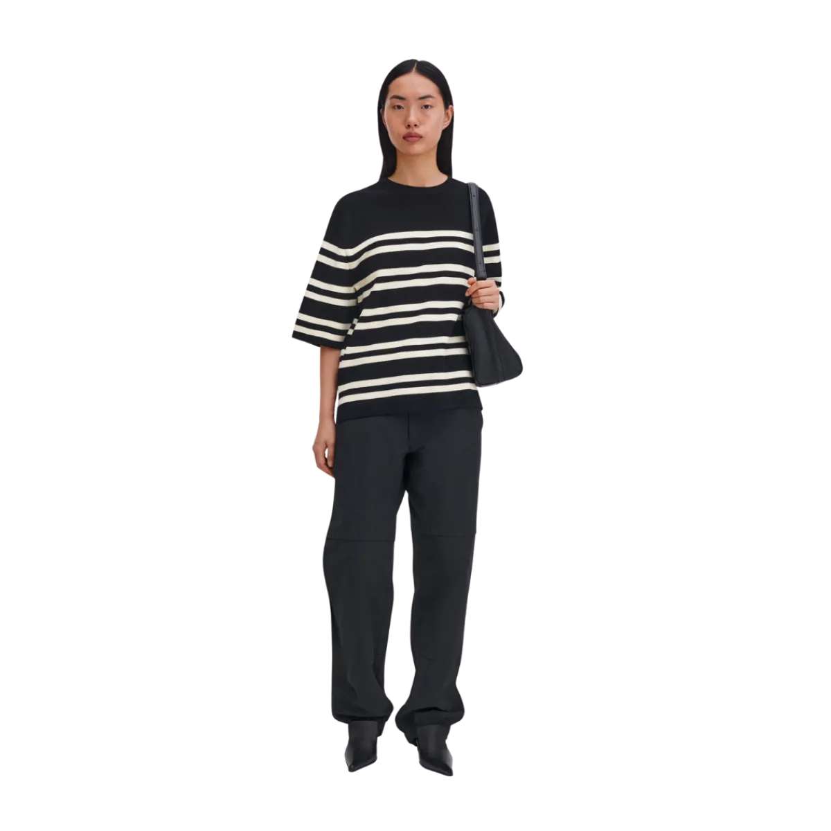 Clearance Filippa K ilano Knit T-hirt - 0323 Black/White