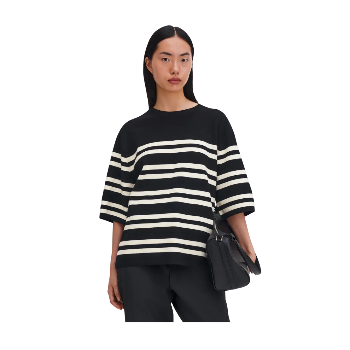 Clearance Filippa K ilano Knit T-hirt - 0323 Black/White