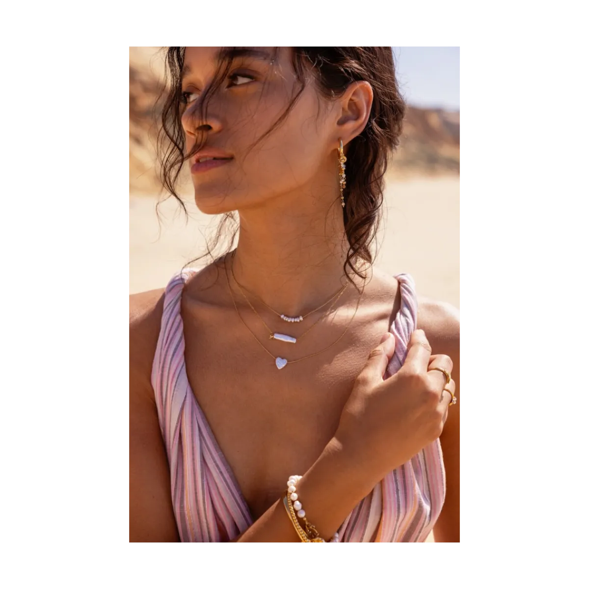Online My Jewellery Minimalist Necklace with Heart Pearl - Gold