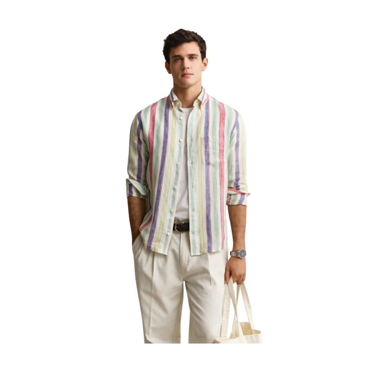 Hot Gant Multistripe Linen Shirt - 105 Multicolor