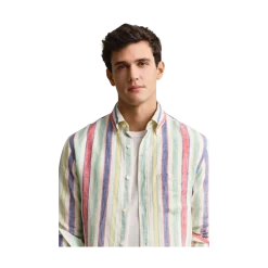Hot Gant Multistripe Linen Shirt - 105 Multicolor