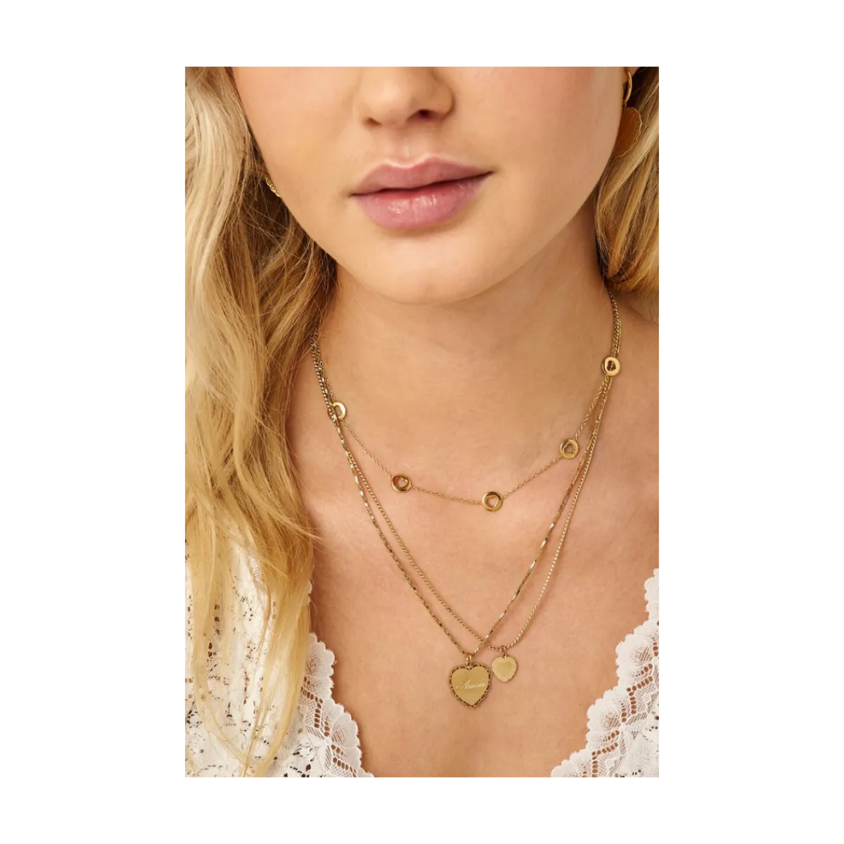 Online My Jewellery Necklace Charms Open Hearts - Gold