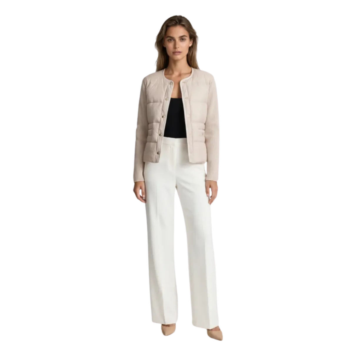 Clearance Veronica Virta Nova down knitted jacket - BEIGE