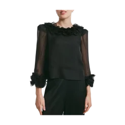 Discount By TiMo Organza Frilly Top - Black