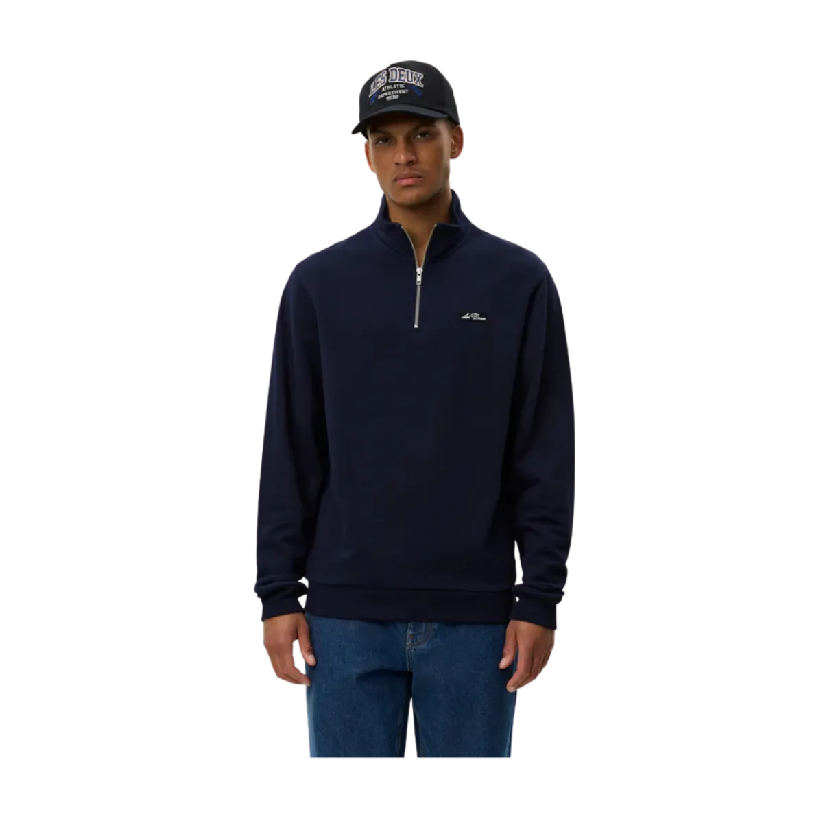 Sale Les Deux Patch Half-Zip Sweatshirt - dark navy