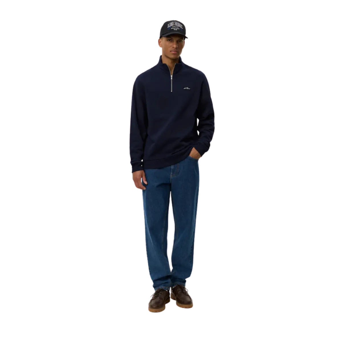 Sale Les Deux Patch Half-Zip Sweatshirt - dark navy