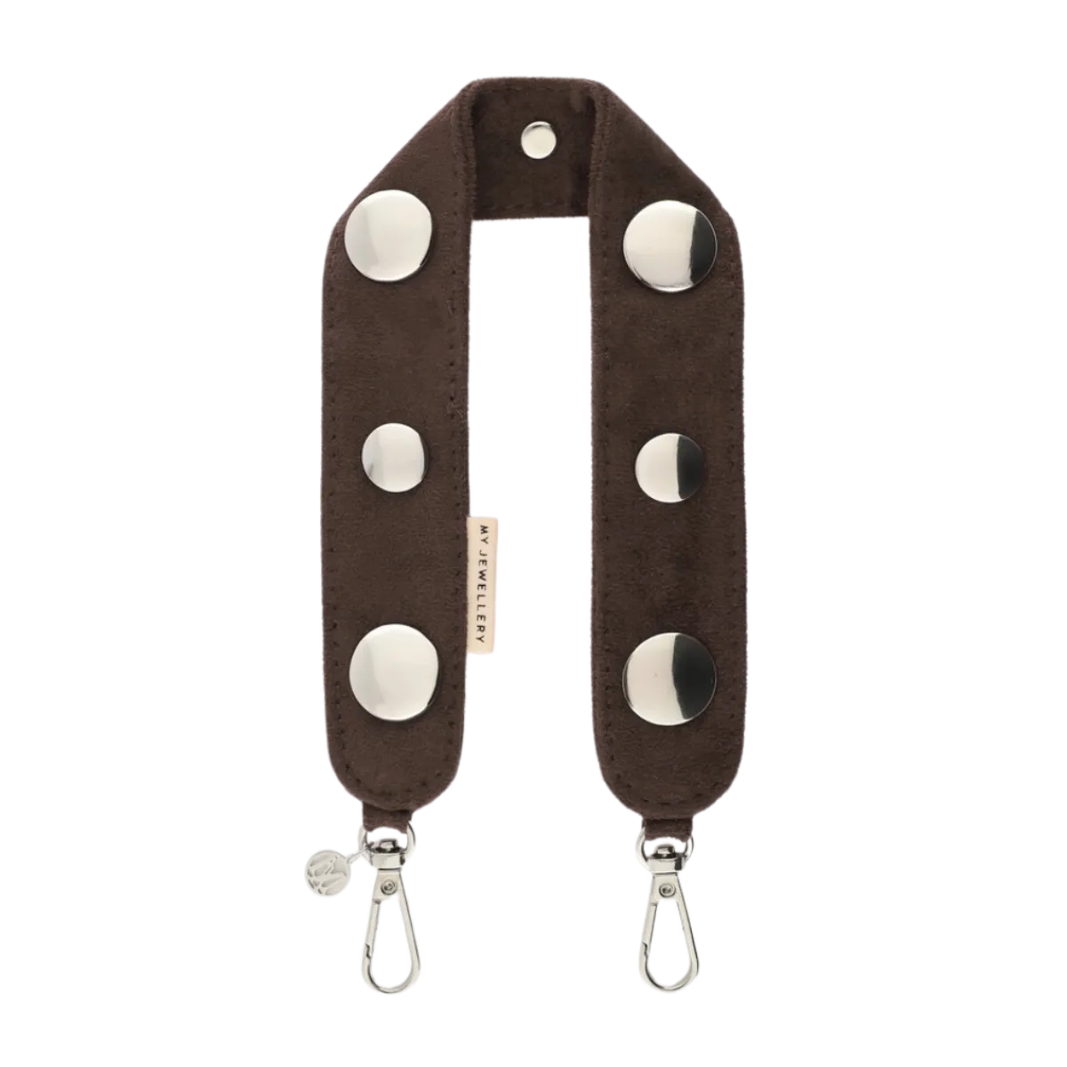Hot My Jewellery Phone cord suede studs brown - 100 BROWN