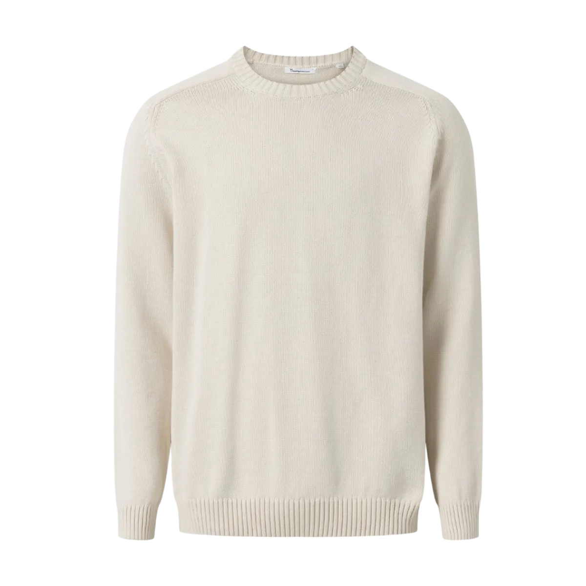 Sale Knowledge Cotton Apparel Plain Knitted Crewneck - Buttercrea