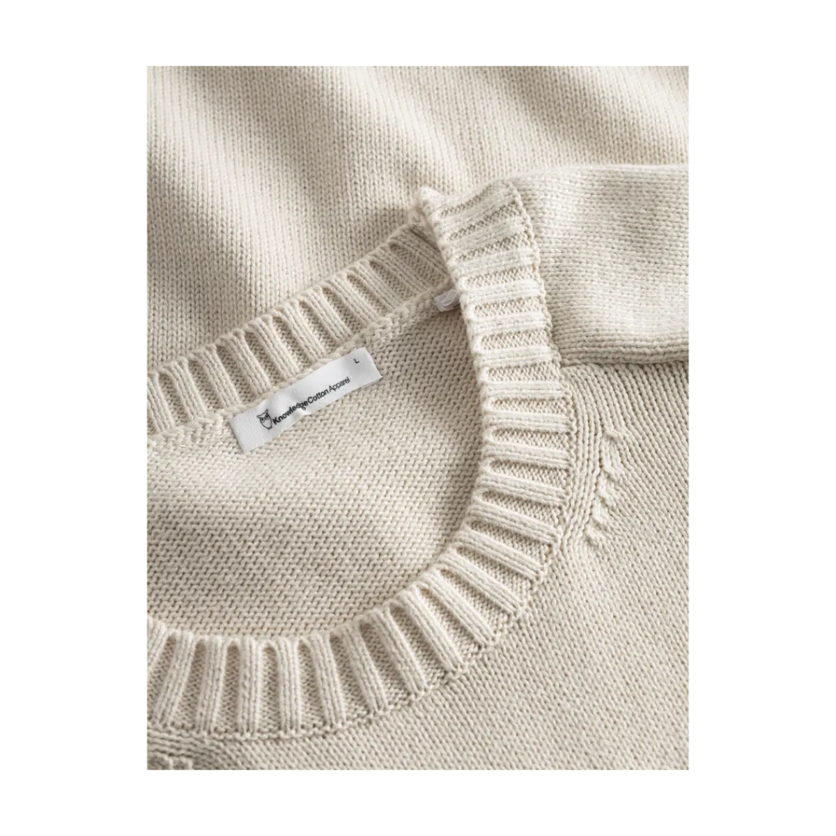 Sale Knowledge Cotton Apparel Plain Knitted Crewneck - Buttercrea