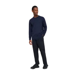 Outlet Knowledge Cotton Apparel Plain Knitted Crewneck - Night Sky