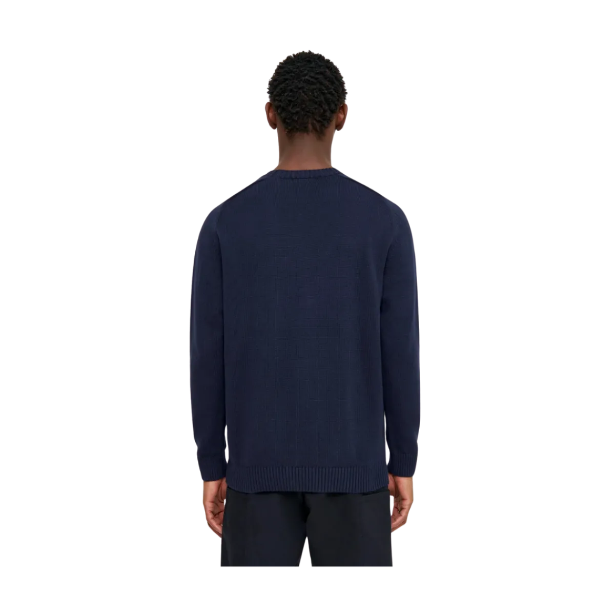 Outlet Knowledge Cotton Apparel Plain Knitted Crewneck - Night Sky