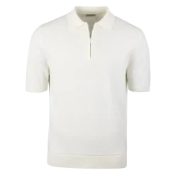 Stenströms Polo hirt Knitted Zip Texture Organic Cotton - Offwhite