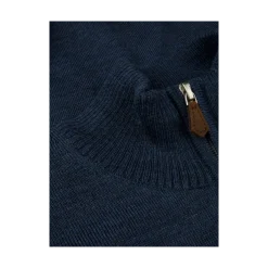 Clearance Stenströms Pullover Knitted Half Zip - Dark Blue
