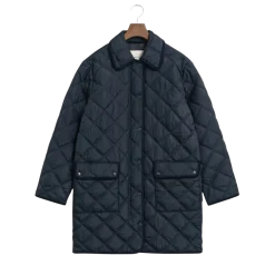Clearance Gant Quilted Coat With Cord Trim - Evening Blue