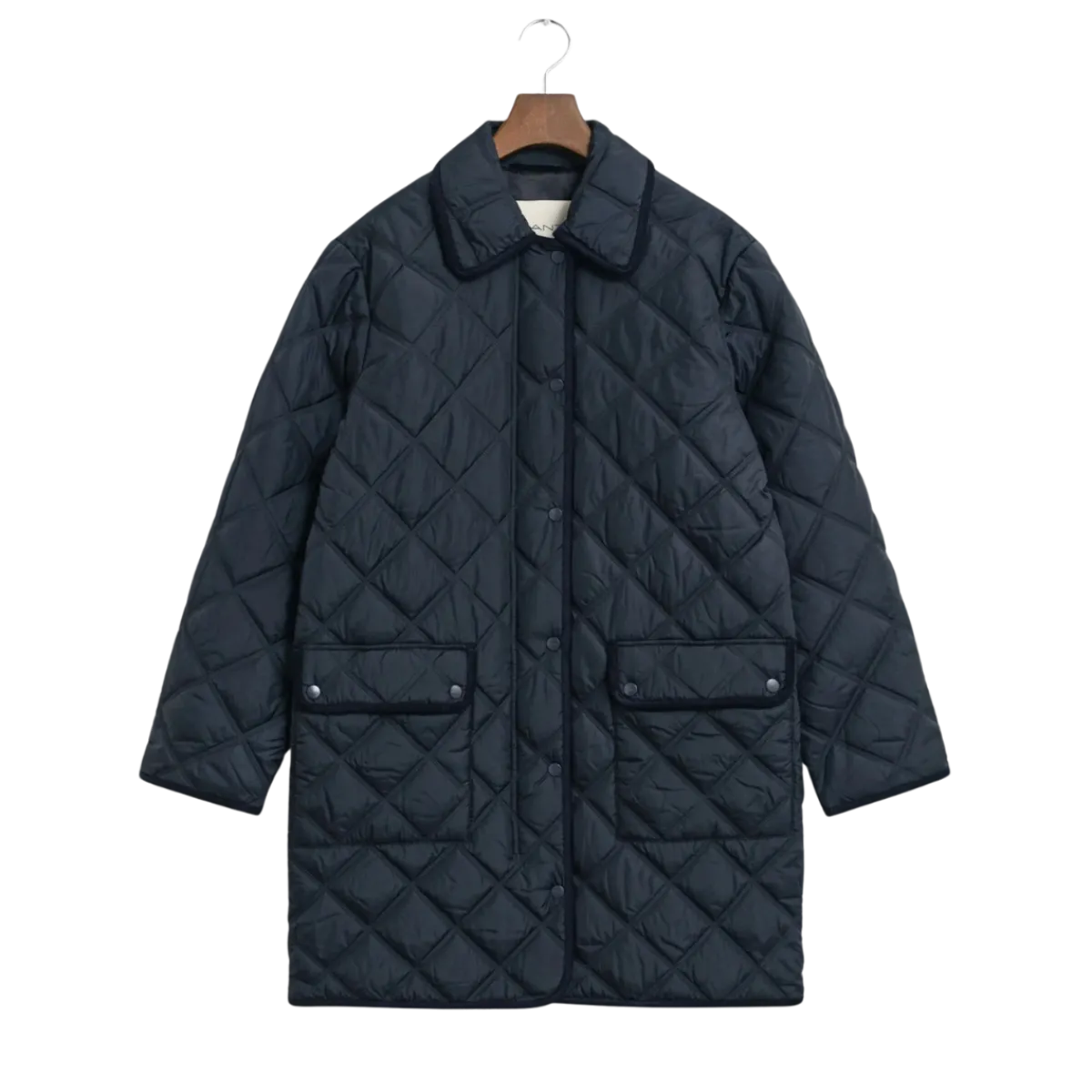 Clearance Gant Quilted Coat With Cord Trim - Evening Blue