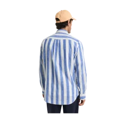 Discount Gant Reg Cotton Linen Bold tripe hirt - Rich Blue
