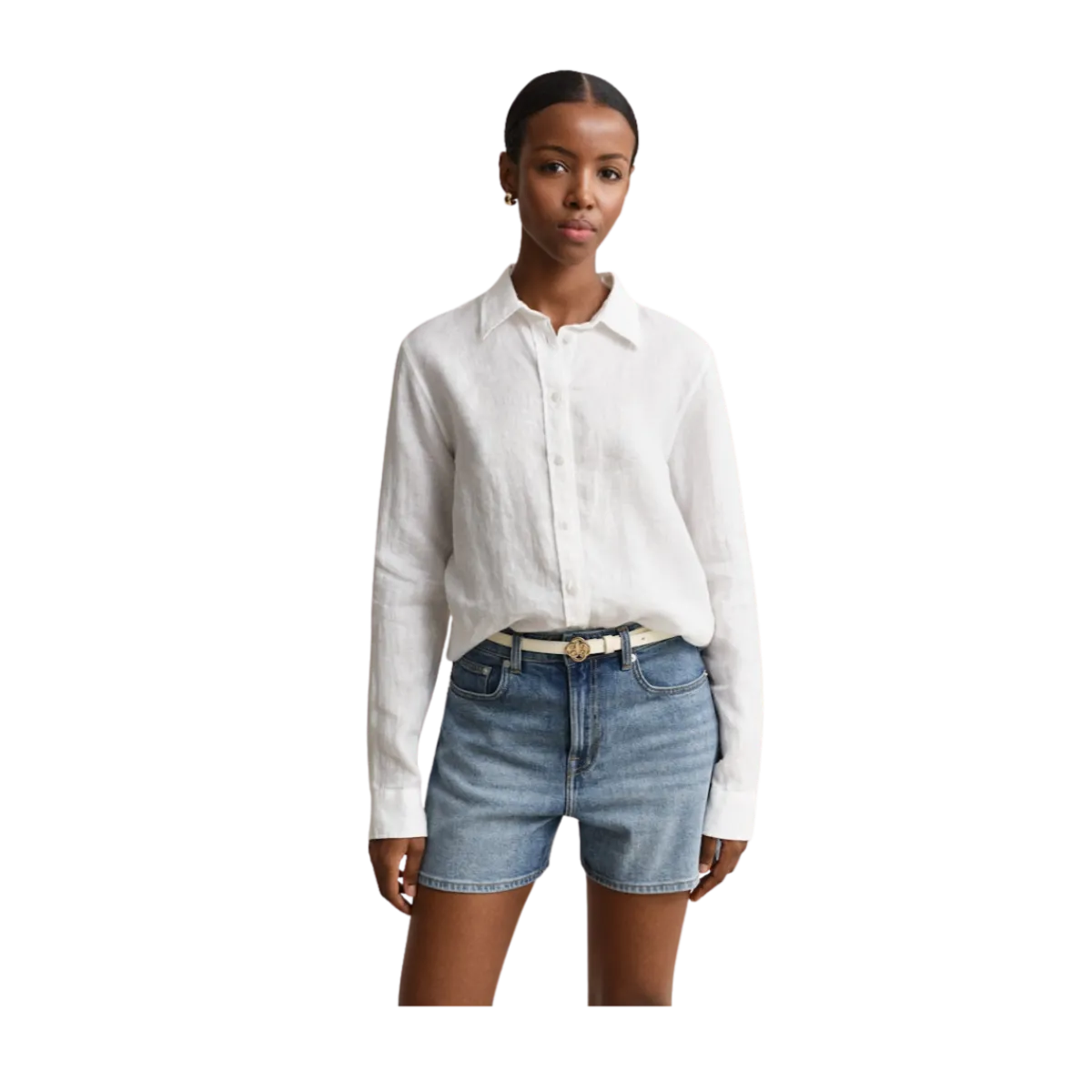 Clearance Gant Reg Linen LS Shirt - White
