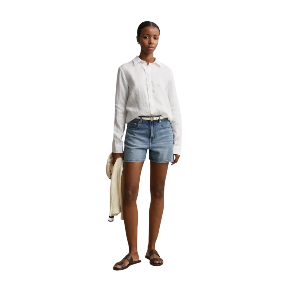 Clearance Gant Reg Linen LS Shirt - White
