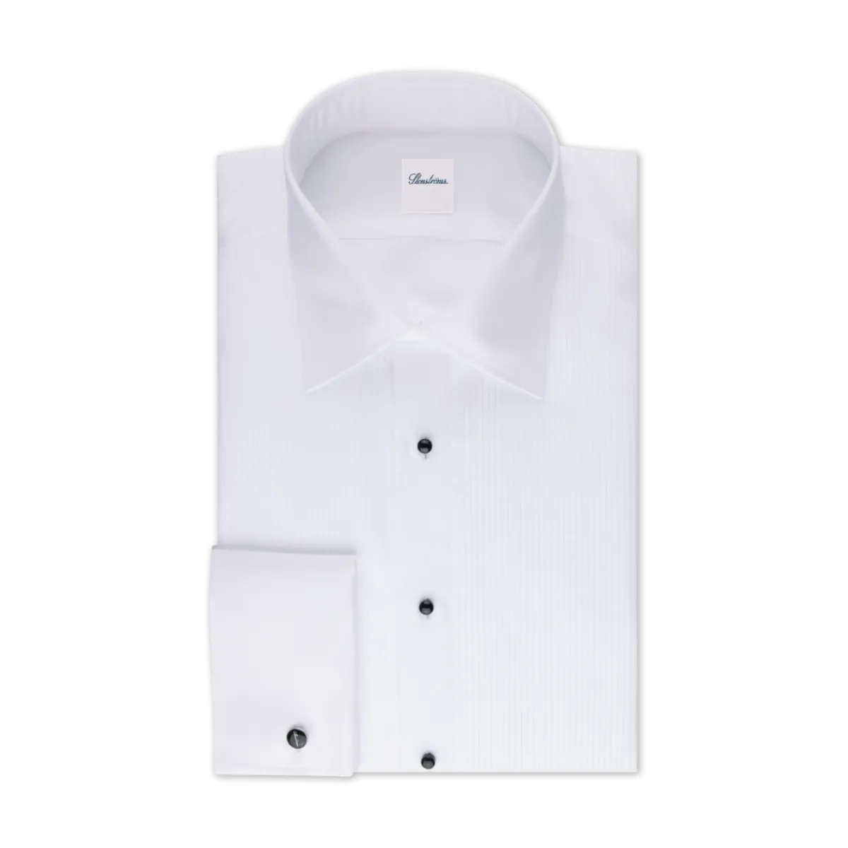 Clearance Stenströms Regular C56 Fly front open Pleats DR cuff - White