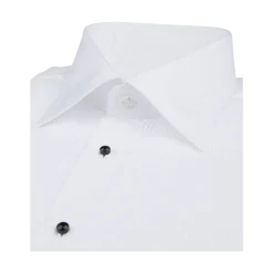 Clearance Stenströms Regular C56 Fly front open Pleats DR cuff - White