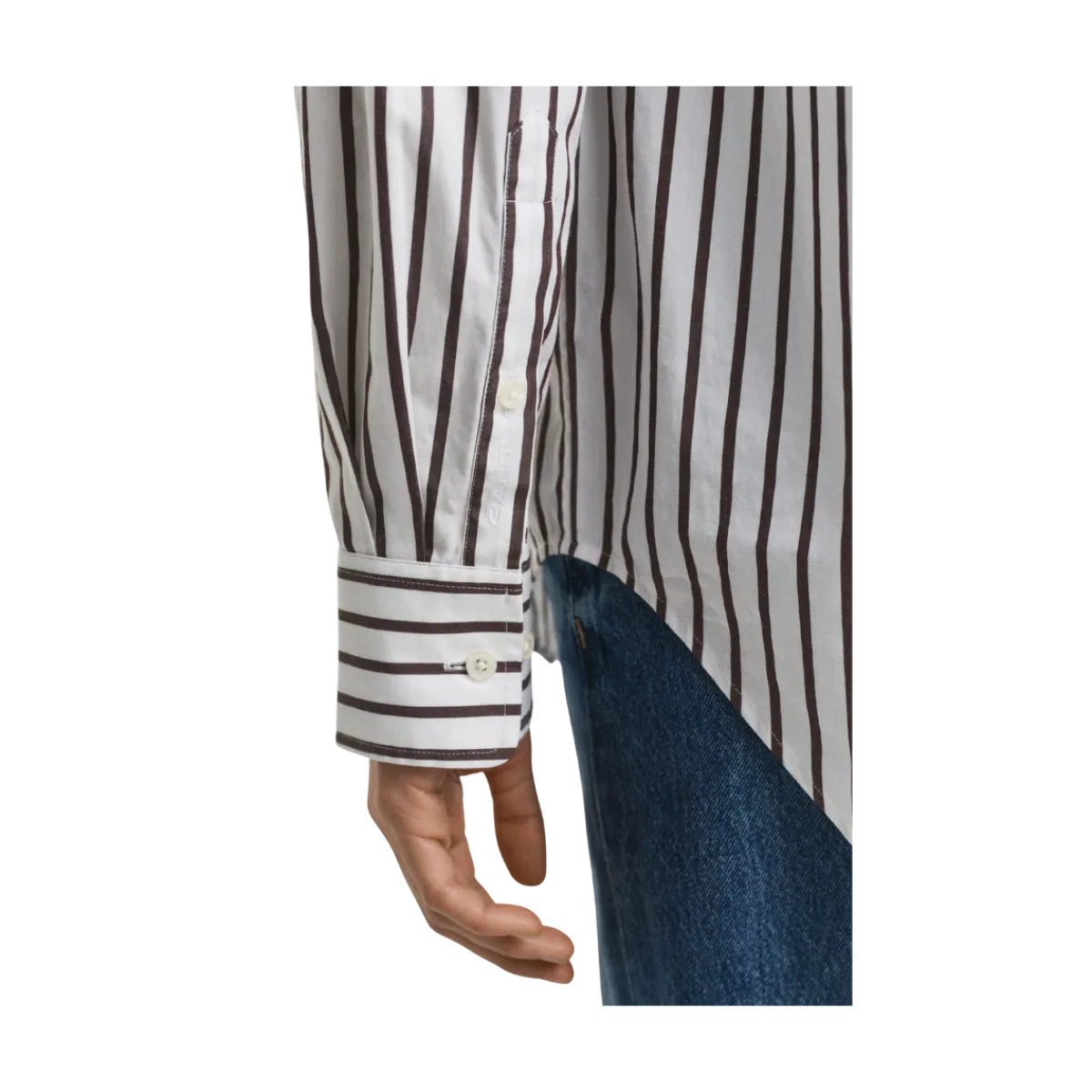 New Gant Relaxed Classic Poplin Striped Shirt - 202 Deep Brown